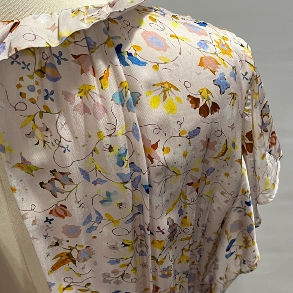 Cynthia Rowley Blush Pink Magic Garden Floral Flutter Sleeve Maxi Dress Size 14 - Picture 4 of 15